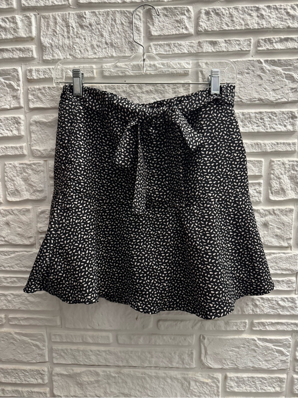 Potter's Pot Black White Spotted Skort Tie Bow Mini Skirt Shorts Flared M